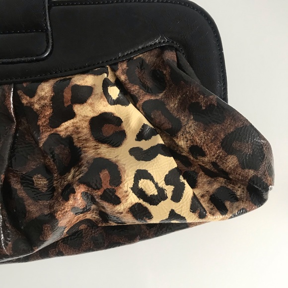 NWOT Aldo Black Brown Leopard Large Clutch Bag - Picture 14 of 15